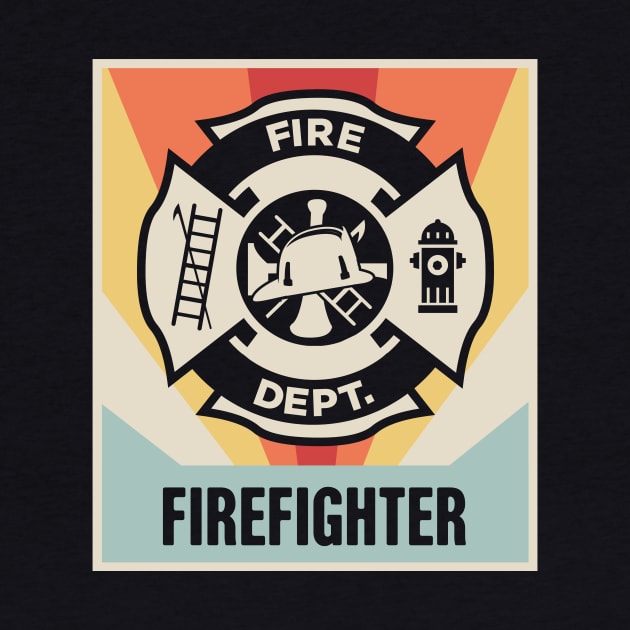 Vintage Style Firefighter Logo Poster by MeatMan